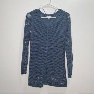CROFT AND BARROW Pullover Sweater With Mesh Sleeves Navy Blue size M